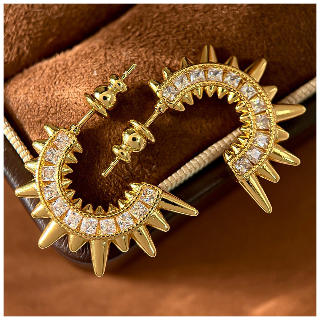 Designer Earrings Designer Earrings Women Delicate Unique Square Zircon Earring Half Hoop C Shape Sunray Star Pave Earrings Luxury Jewlery Designer fo