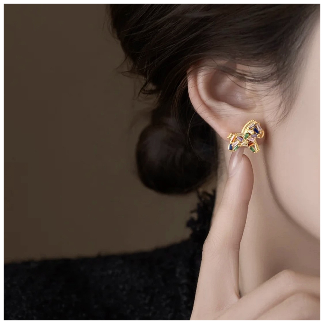 Designer Earrings Designer Earrings Women Colorful Zircon Pony Earrings Irregular Trapezoid Zircon Studs Luxury Jewlery Designer for Women Elegant Gif