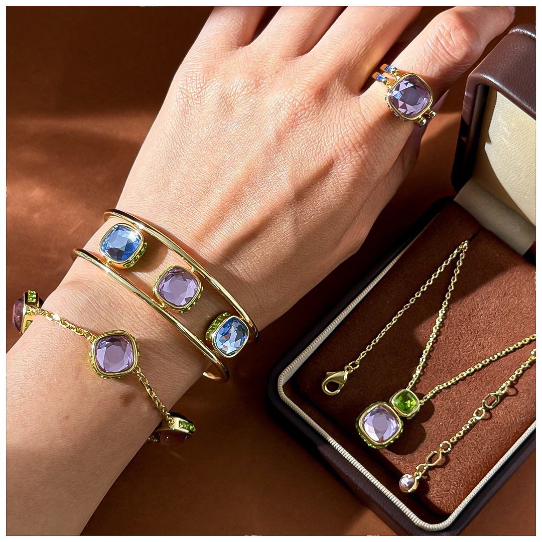 Designer Bracelet Bracelet for Women Crystal Colorful Gem Bangle Fashion Geometric Green Pink Blue Bangles Luxury Jewlery Designer for Women Elegant S