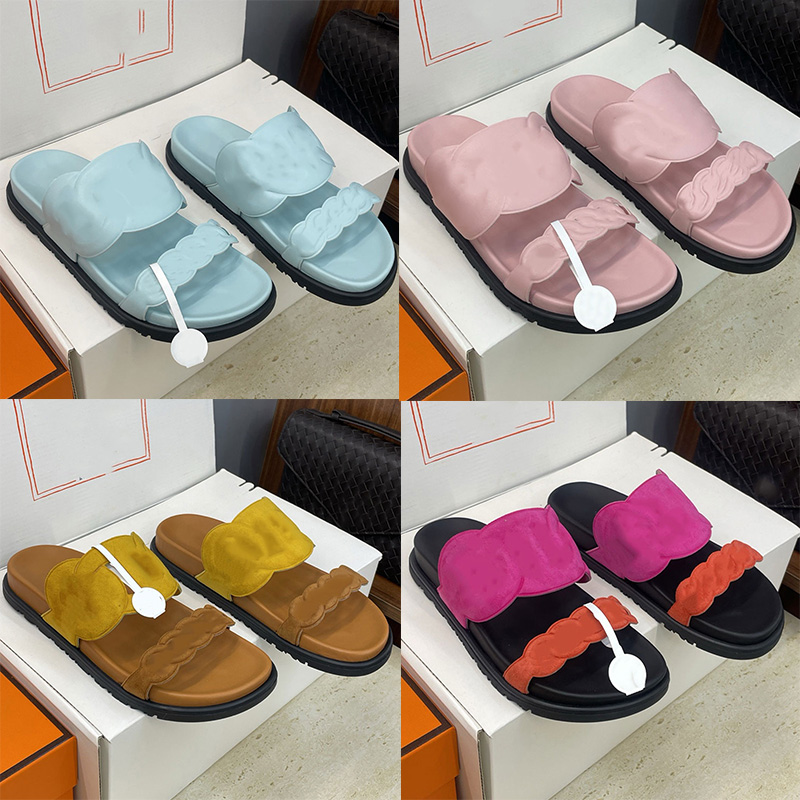 Ladies Extra Sandal Designer Fashion Patchwork Slides H2211 Womens Summer Flat Bottomed Beach Shoes Rubber Outsole Sizes 35 41