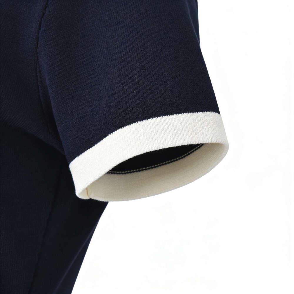 2026 Spring Designer Women's Gentle Style Elegant Color blocked Polo k30 Collar Short Sleeve French Slimming Knitted Dress