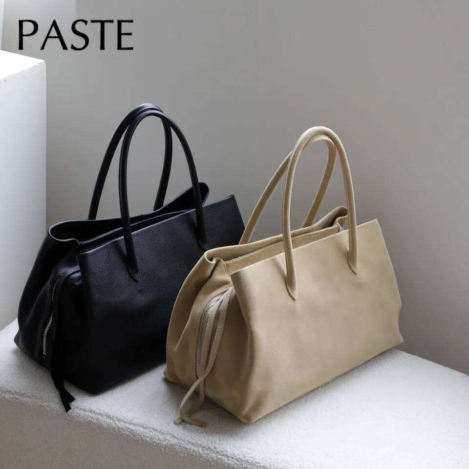 Luxury Multi Layer Commuting Large Capacity Cow Women S Tote High Quality Apricot Suede Leather Handbag Winter SENYY