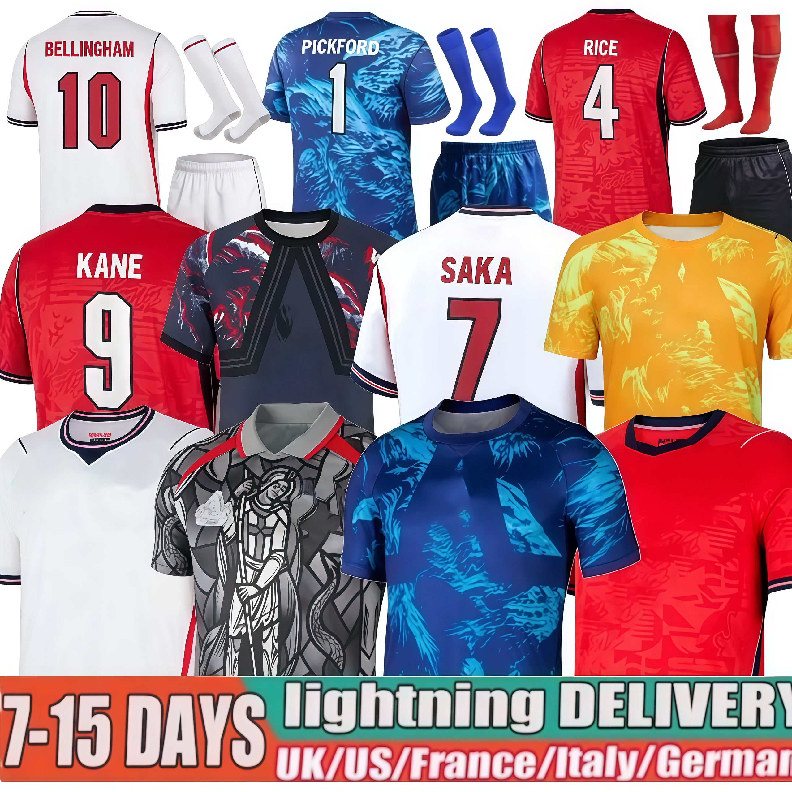 england world cup 2026 england shirt 2026 27 BELLINGHAM KANE SAKA FODEN RICE EZE Soccer Jerseys 2026 Home Away Rashford Long sleeves Goalkeeper Men Kids kit Uniform