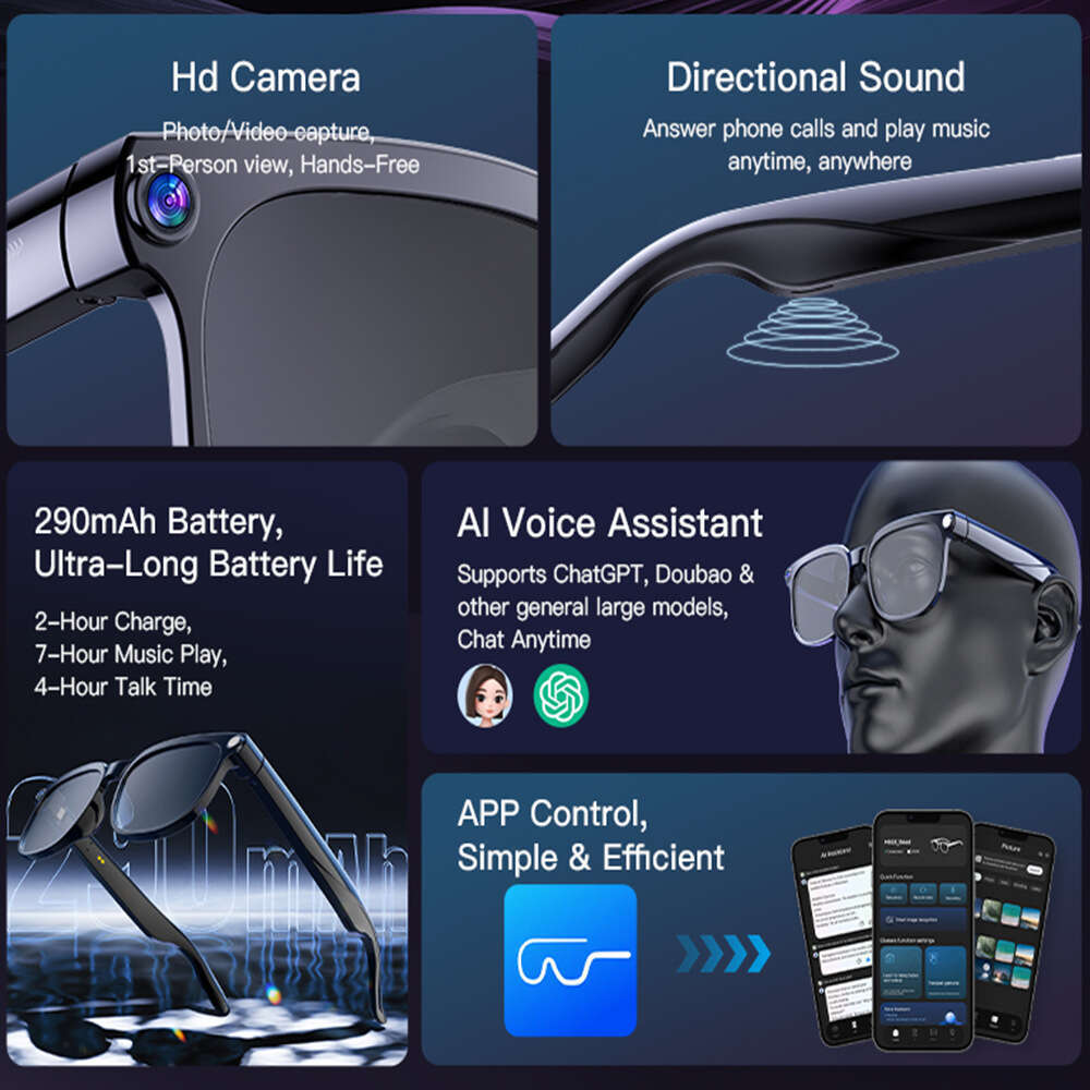 Famous Brand W Photo And Video Recording Simultaneous Interpretation Bluetooth Call AI Smart Glasses CKS