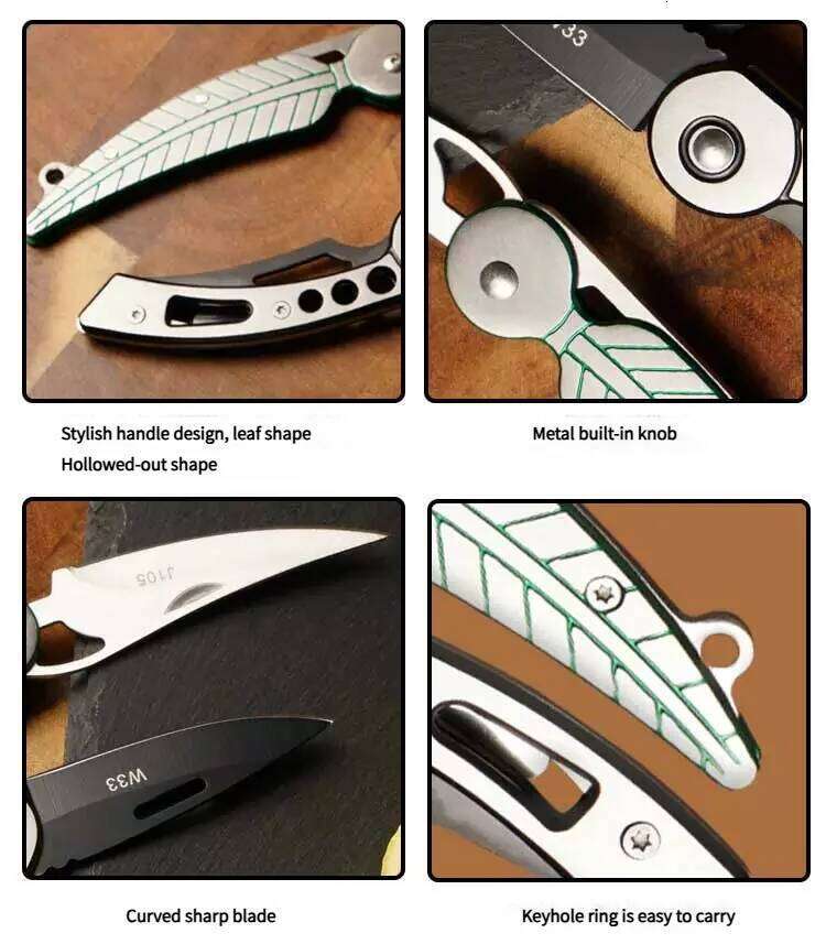 Lightweight Creative Leaf Knife,Stainless Steel Portable Fruit Knife,EDC Mini Sharp Folding Knife