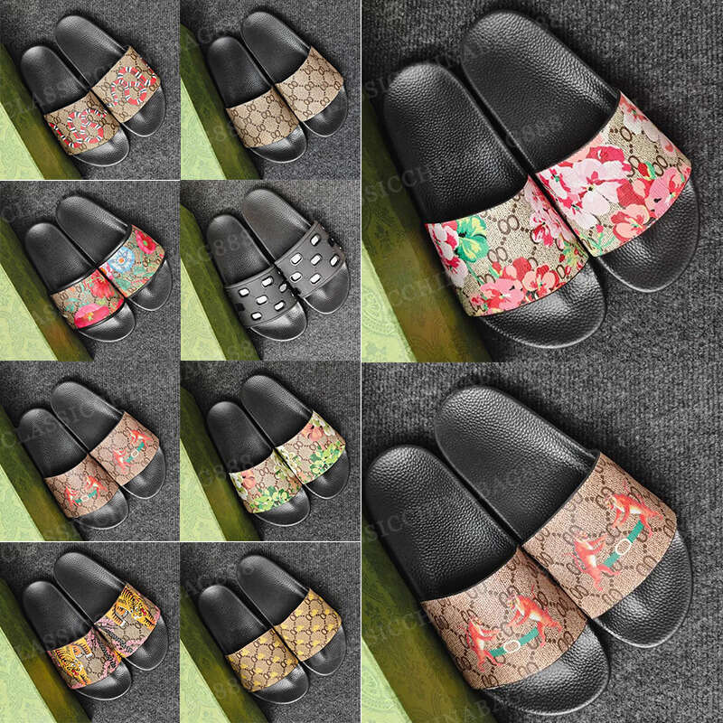 Designer Sandals famous designers women platform slippers Blooms Flower Tiger Bee Canvas gucciity Flat Gear Bottom Slides Shoes Sliders Flip Flops womens cheaper