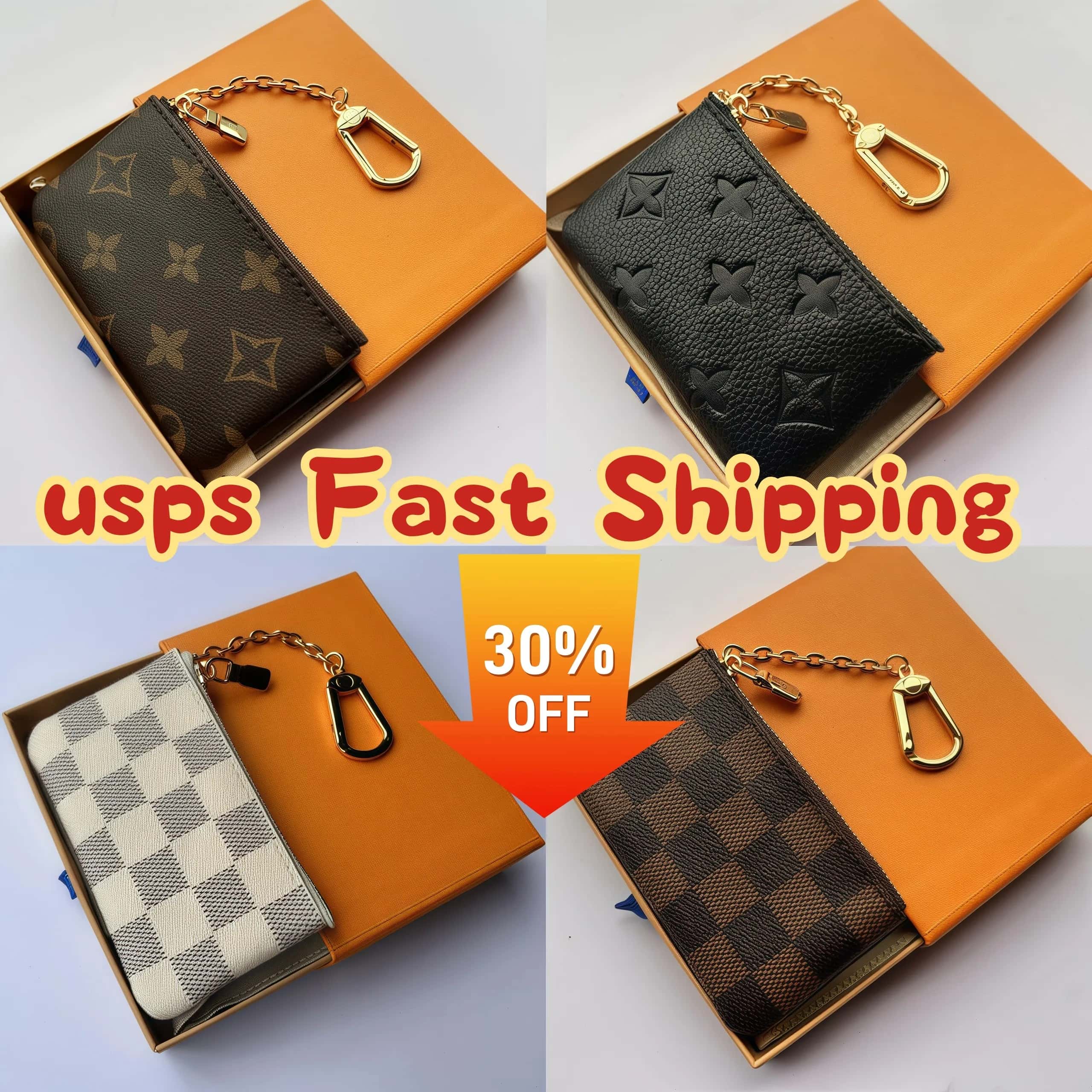 Designer Wallets Bag Keychain Ring KEY POUCH Coin Purse Coin Pouch Damier Leather Credit Card Holder Women Bag Small Zipper Purses Wallet with Out Box M62650 12A