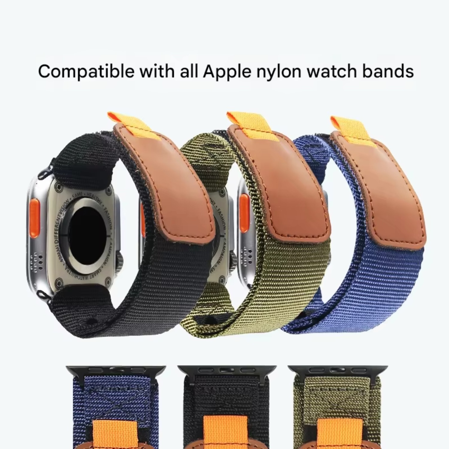 High Quality Nylon Loop Sport Watch Band for Apple Watch 11/10/9/8/7/Ultra 2 38/40/41/42/44/45/49mm Adjustable Hook And Loop Replacement Strap Custom 