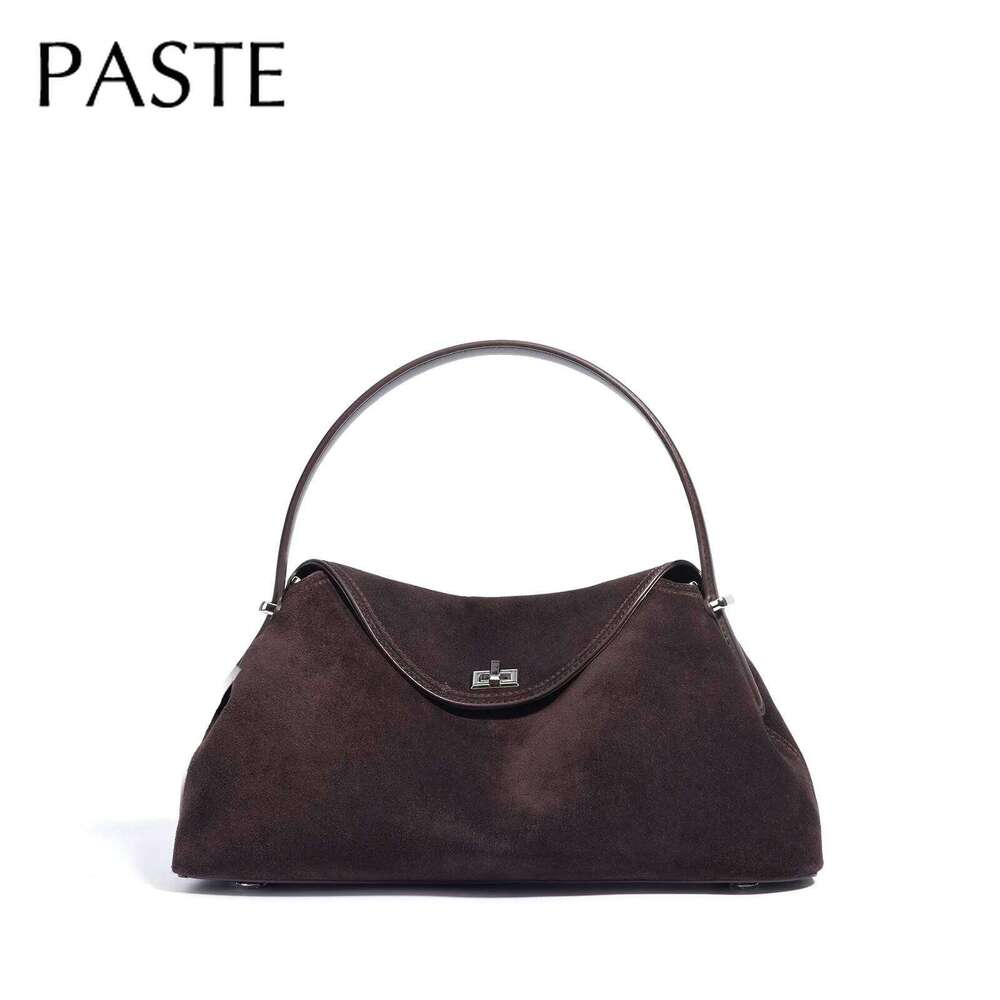 Autumn Winter Bowling Tote All Match Matte Suede Cowhide Leather Women Shoulder Bag Coffee Purple Noble Handbag SENYY