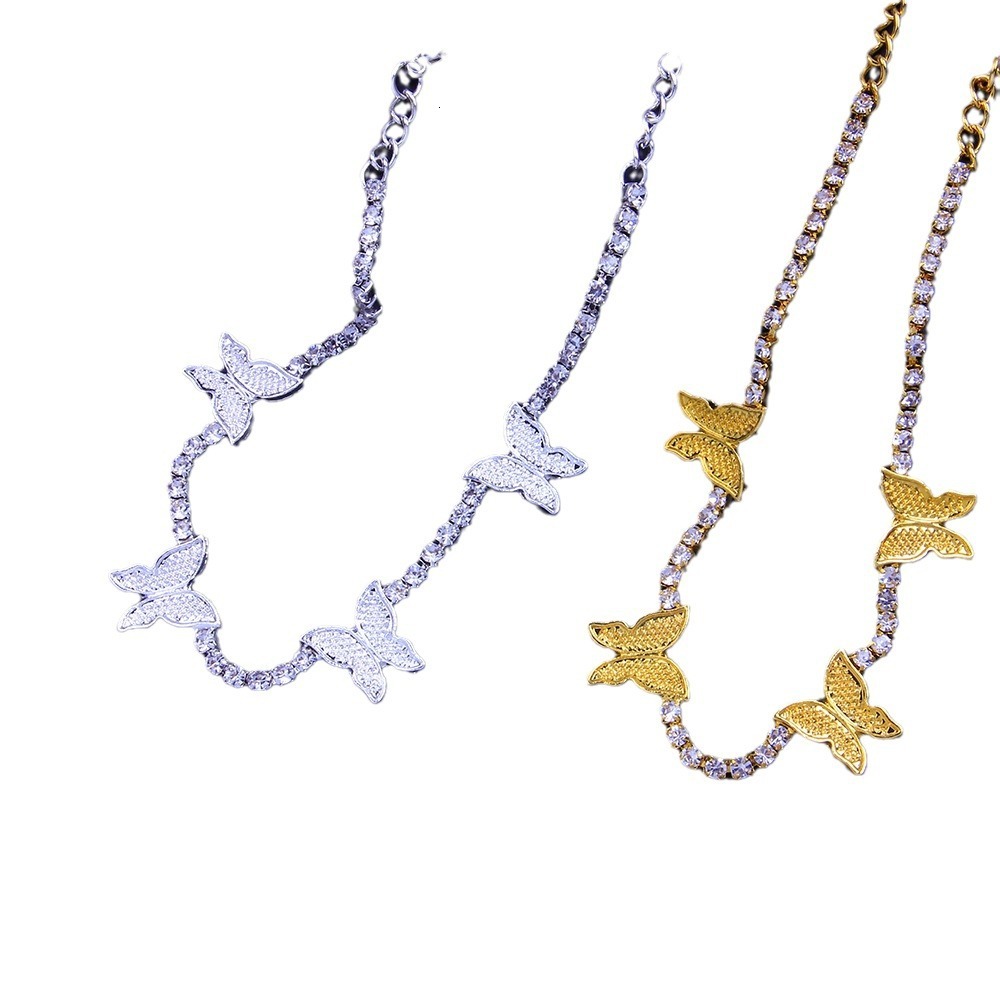 luxury brand designer lightweight singlerow diamondset ankle chain popular and simple alloy glittering diamond butterfly ankle chain