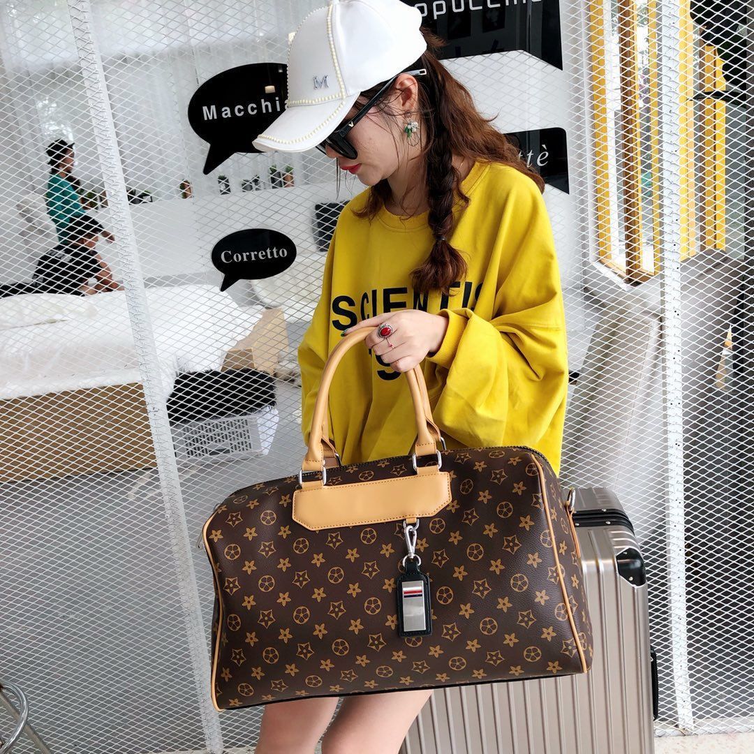 Bestselling 2026s New Fashion Print Travel Bag Business Short Long Trip Large Capacity Luggage Bag Fitness Tote Brown Unisex Free Shipping - view 5