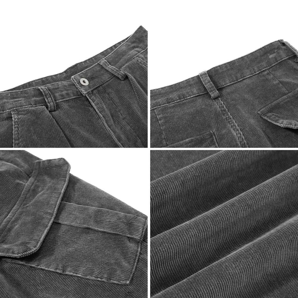 Famous Brand American Style Heavy Corduroy Curved Leg Pants Unisex Trendy Neutral Loose Wide Casual Streetwear MAKOUFEI