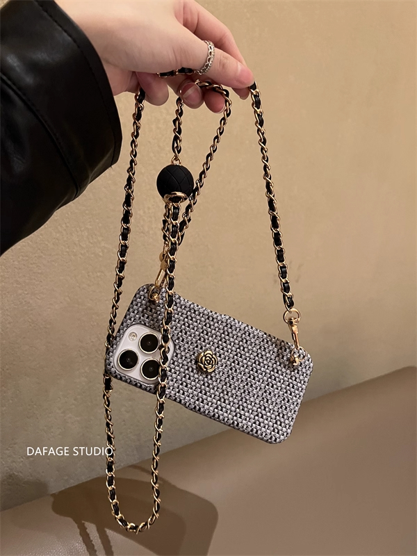 Camellia Luxury PU Crossbody Mobile Phone Case for Women Anti-Drop Anti-Drop for Apple for iPhone 11 15 Plus Pro Max High-End