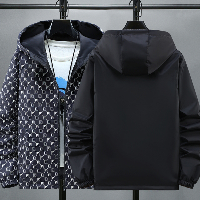 Youth Designer Jacket Men's 2026 New Fashion Casual Reversible Spring And Autumn Outdoor Luxury Sports Hooded Jacket Reversible Windbreaker Whole