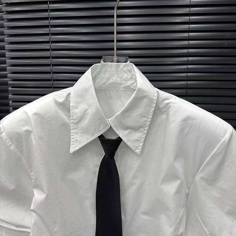 2026 Early Autumn New Women Tie Front Short Top Fashion Casual Loose Niche Design Versatile Trendy Blouse Shirt Women MAKOUFEI