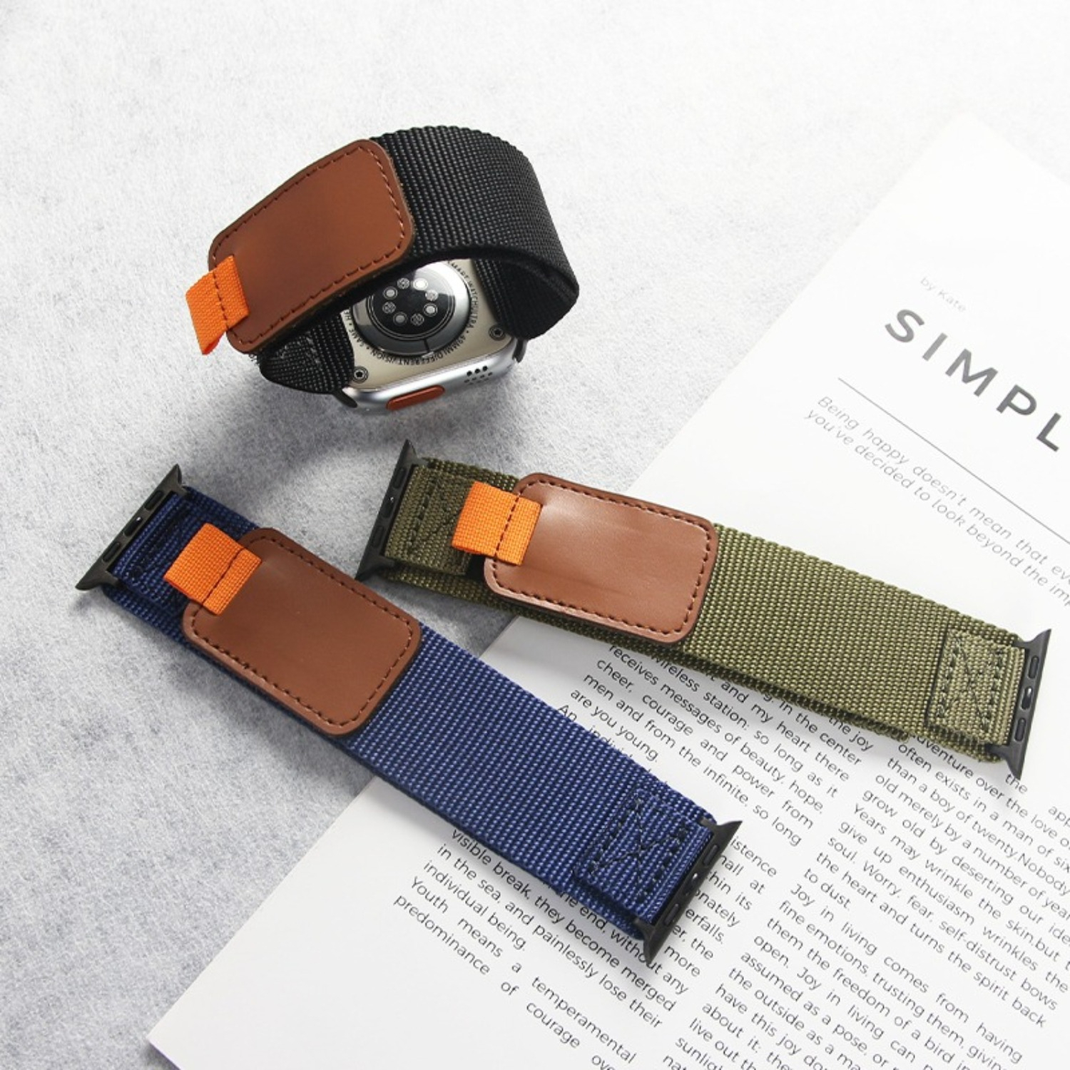 High Quality Nylon Loop Sport Watch Band for Apple Watch 11/10/9/8/7/Ultra 2 38/40/41/42/44/45/49mm Adjustable Hook And Loop Replacement Strap Custom 