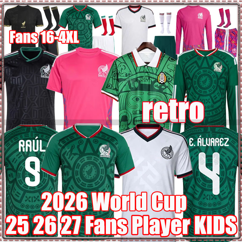 mexico soccer jersey 2026 Home away Player Fans Kit soccer jerseys A. VEGA C. HUERTA L. ROMO RAUL football shirts men kids kit set Third goalkeeper mexico world cup jersey