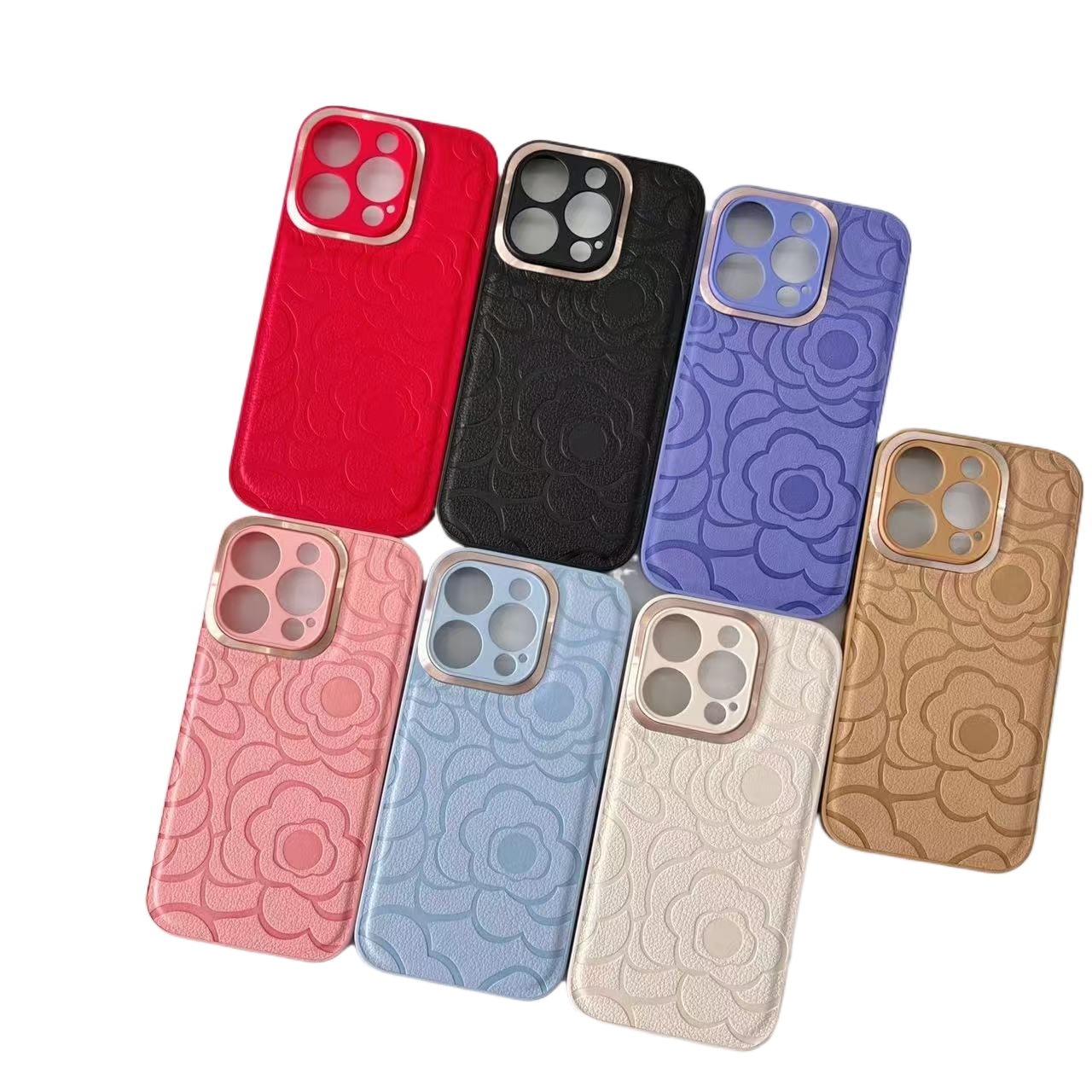 Elegant Floral Embossed PU Leather Phone Case for iPhone 17, Soft Luxury Anti-Scratch Shockproof Protective Cover