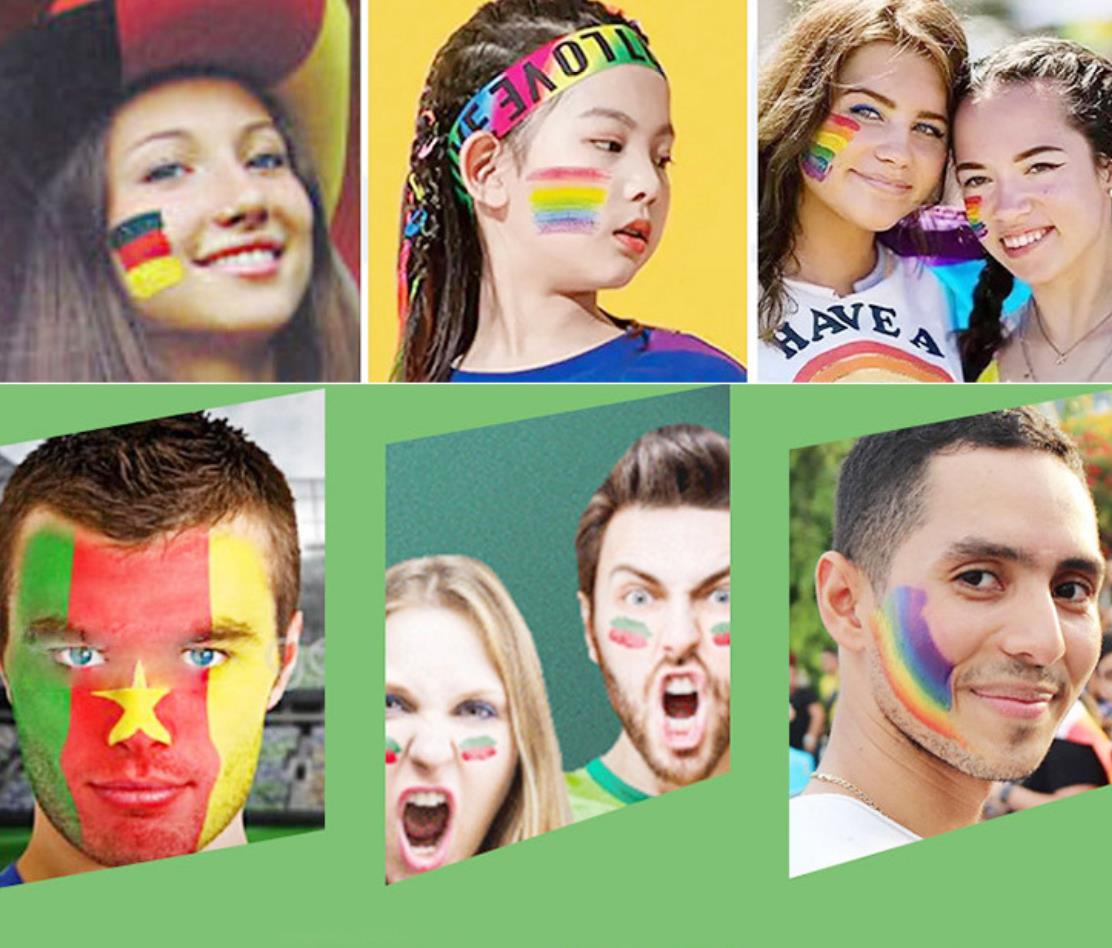 World Cup 6-Colored Human Body Paint Face Rainbow Stripes Facial Graffiti Crayons Fan Activity Face Paint 26-4.4