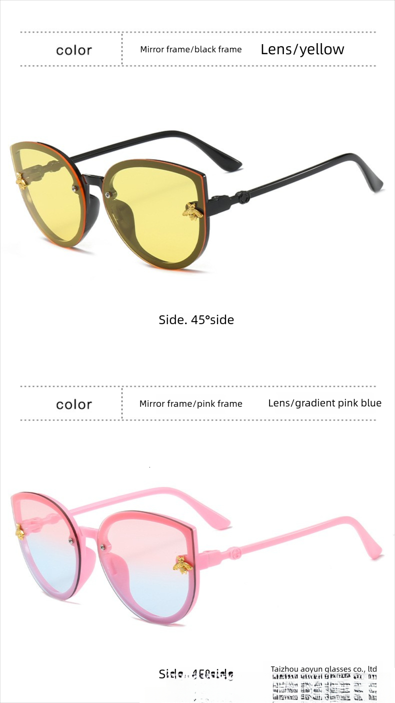 High End New Little Bee Boy Designer Sunglasses Korean Fashion Cool Girls Baby Outdoor Sunglasses UV Resistant Sunshade Glasses Wholesale