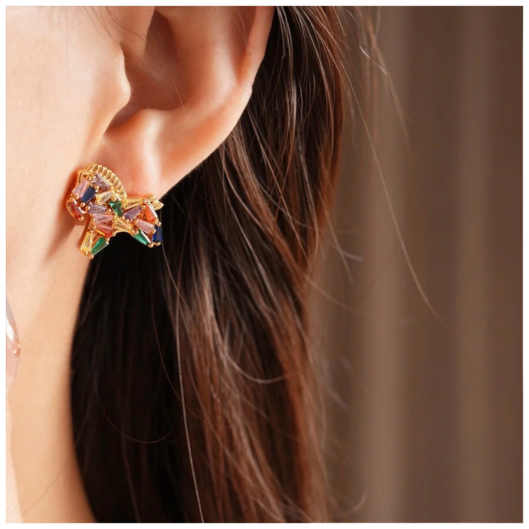 Designer Earrings Designer Earrings Women Colorful Zircon Pony Earrings Irregular Trapezoid Zircon Studs Luxury Jewlery Designer for Women Elegant Gif