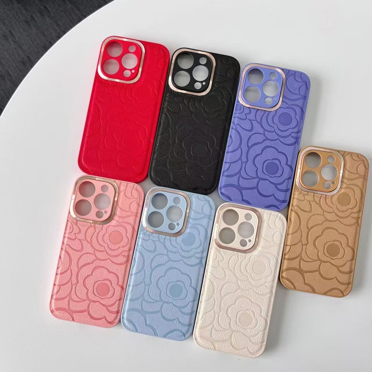 Elegant Floral Embossed PU Leather Phone Case for iPhone 17, Soft Luxury Anti-Scratch Shockproof Protective Cover