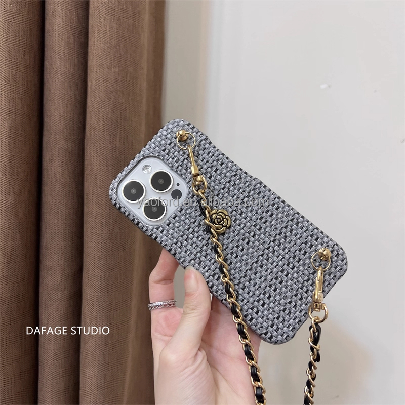 Camellia Luxury PU Crossbody Mobile Phone Case for Women Anti-Drop Anti-Drop for Apple for iPhone 11 15 Plus Pro Max High-End