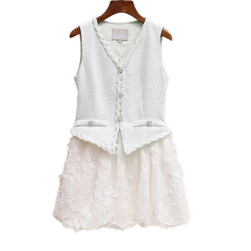 FC k30 Designer's high-end women's summer new Korean style fresh youth patch patch sleeveless flower bud dress