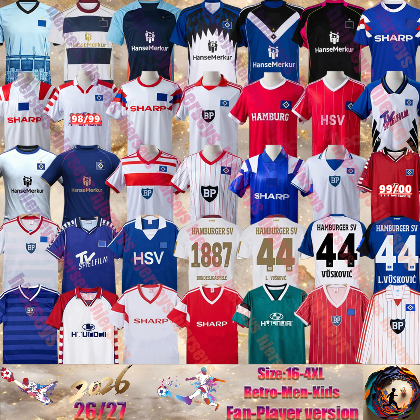 26 27 Hamburger SV 1887 Soccer Jersey L.VUSKOVIC GLATZE VAGNOMAN ONANA LEIBOLD REIS DUDZIAK SAMBI POULSEN KONIGSDORFFER DOMPE MUHEIM PHILIPPE men Football Shirt kit