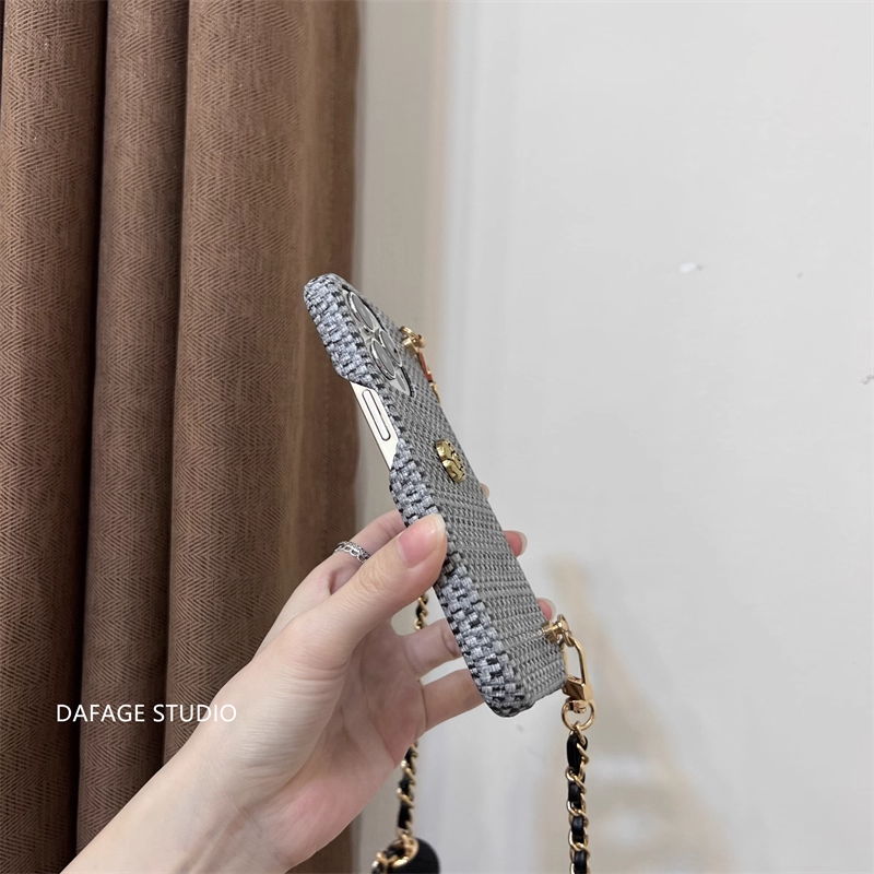 Camellia Luxury PU Crossbody Mobile Phone Case for Women Anti-Drop Anti-Drop for Apple for iPhone 11 15 Plus Pro Max High-End