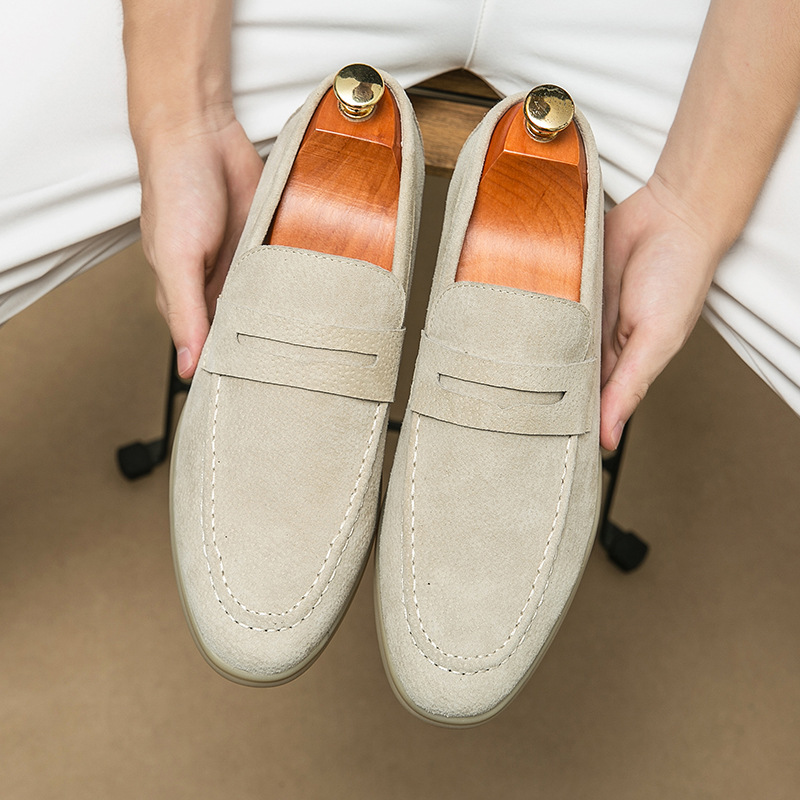 2026 hot selling casual shoe covers low heel Nubuc loafers suede leather comfortable soft sole men's classic retro shoes free shipping
