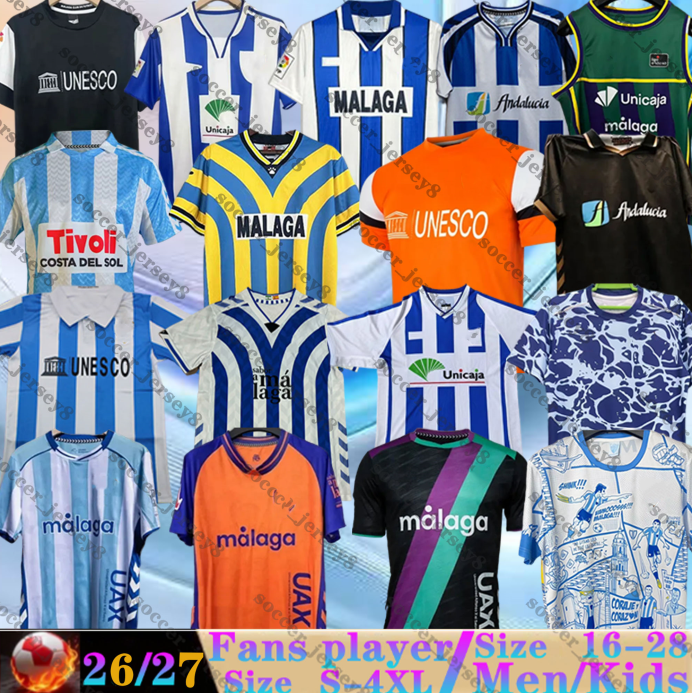 25 26 Malaga FC Soccer Jersey Retro 97 98 99 05 12 13 ISCO JUANPI Luis Munoz ADRIAN 2025 2026 Football Shirts Burgos Casas Juankar camiseta de fUtbol Juande Febas men kids