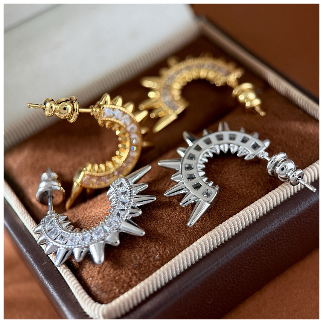 Designer Earrings Designer Earrings Women Delicate Unique Square Zircon Earring Half Hoop C Shape Sunray Star Pave Earrings Luxury Jewlery Designer fo