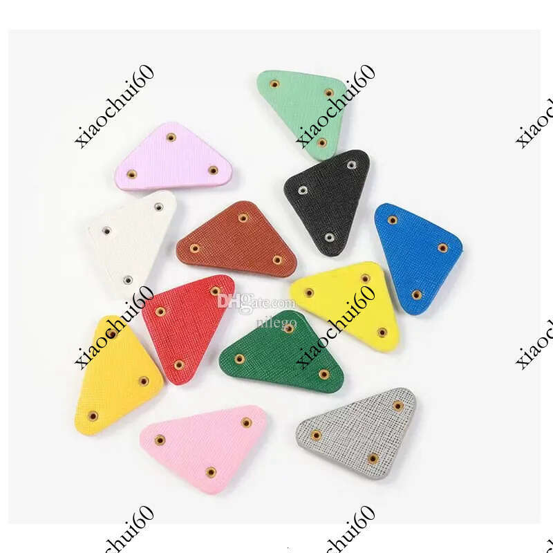 Triangle leather label p Letter Milan is used for clothing Bag Jewelry shoes hats hair clips other accessories DIY versatile and multi-color