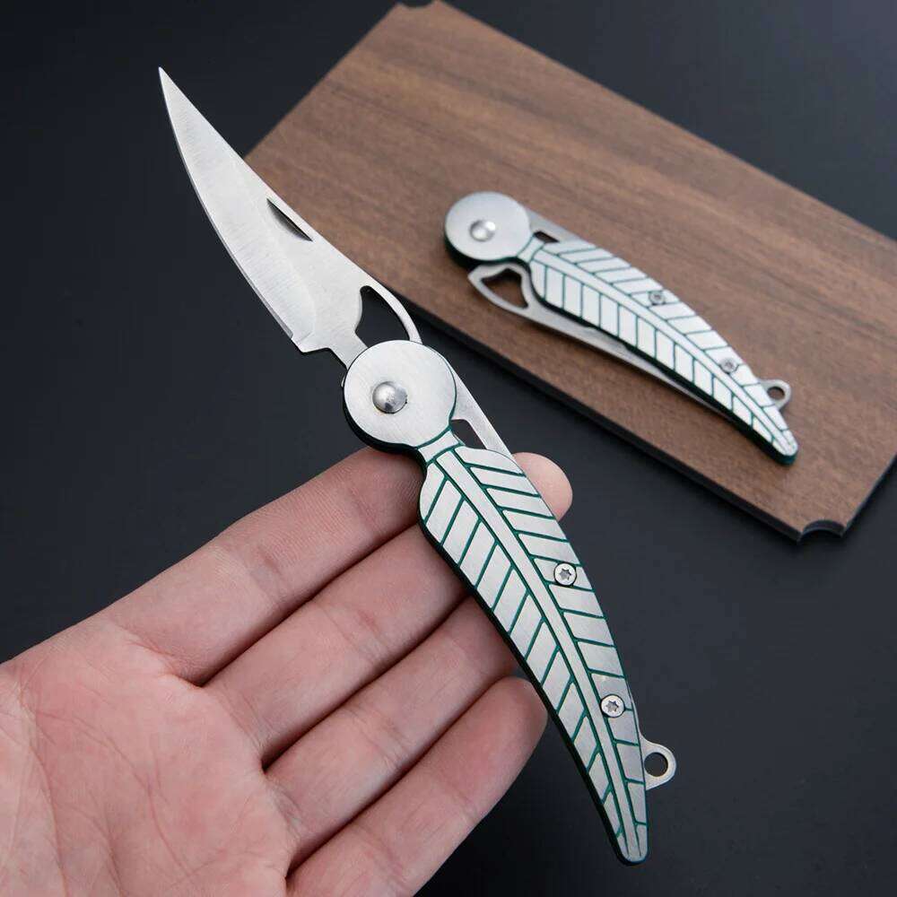 Lightweight Creative Leaf Knife,Stainless Steel Portable Fruit Knife,EDC Mini Sharp Folding Knife