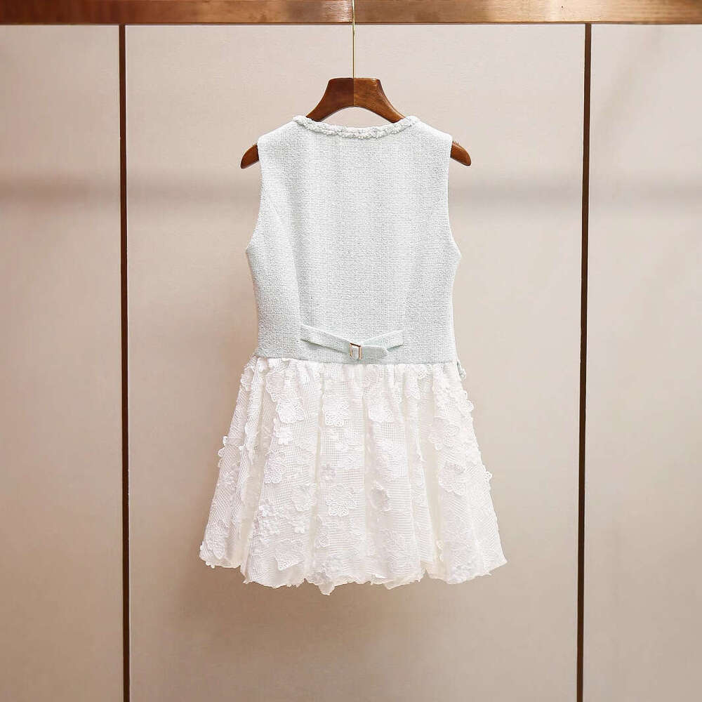 FC k30 Designer's high-end women's summer new Korean style fresh youth patch patch sleeveless flower bud dress