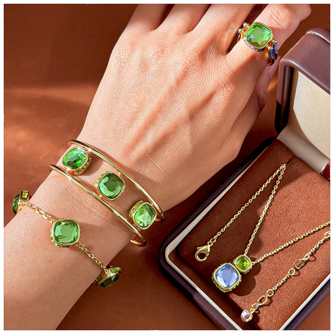 Designer Bracelet Bracelet for Women Crystal Colorful Gem Bangle Fashion Geometric Green Pink Blue Bangles Luxury Jewlery Designer for Women Elegant S