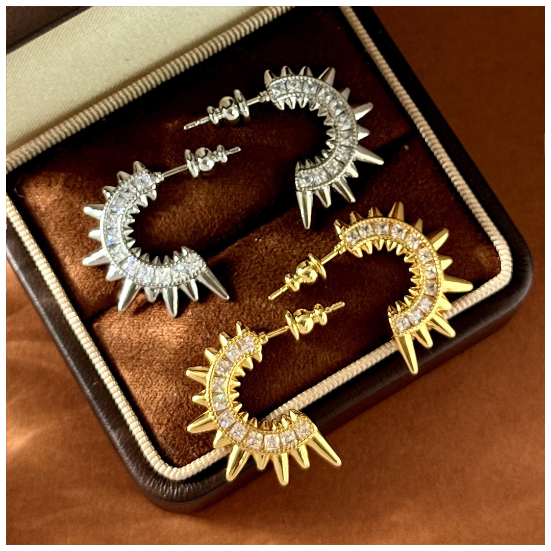 Designer Earrings Designer Earrings Women Delicate Unique Square Zircon Earring Half Hoop C Shape Sunray Star Pave Earrings Luxury Jewlery Designer fo