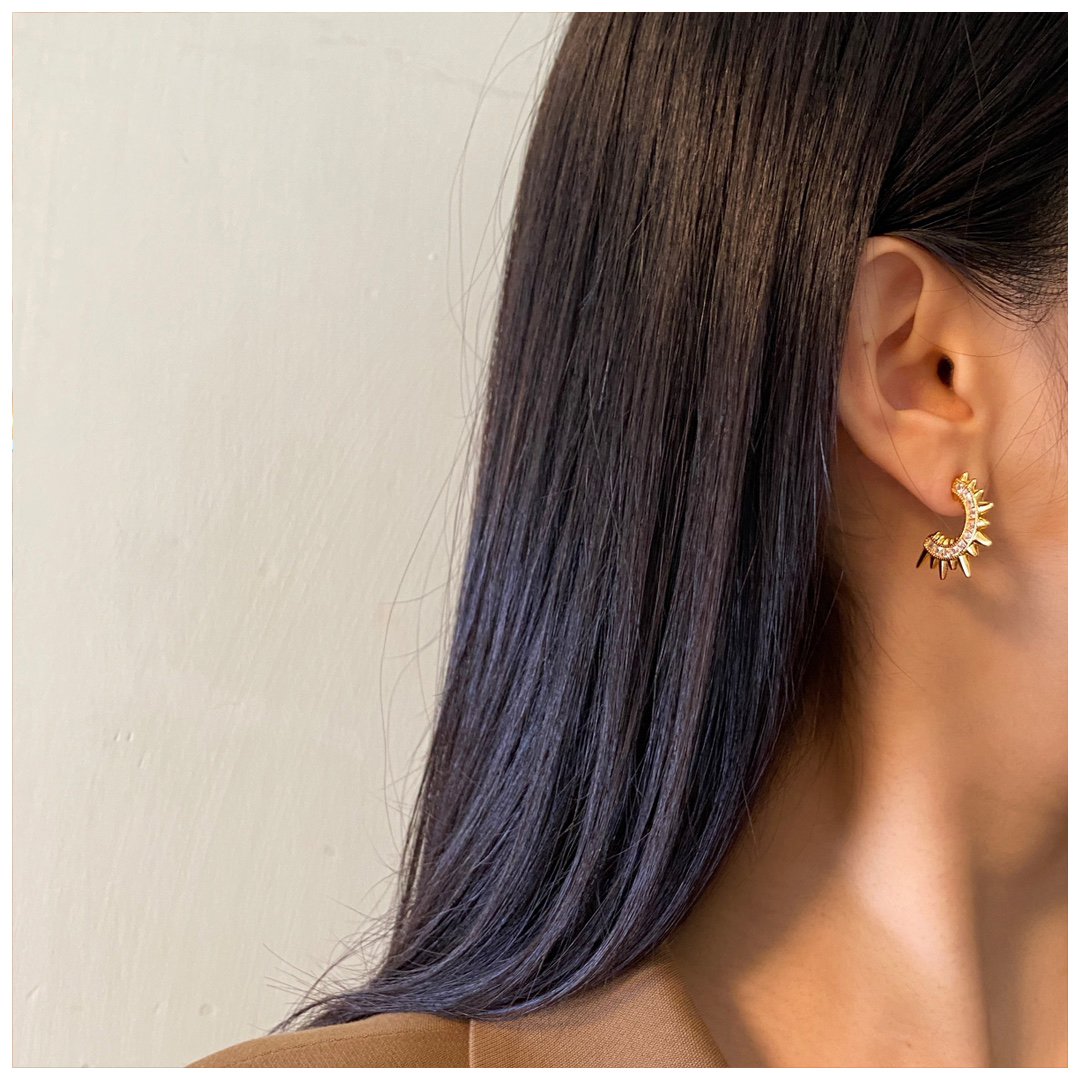 Designer Earrings Designer Earrings Women Delicate Unique Square Zircon Earring Half Hoop C Shape Sunray Star Pave Earrings Luxury Jewlery Designer fo