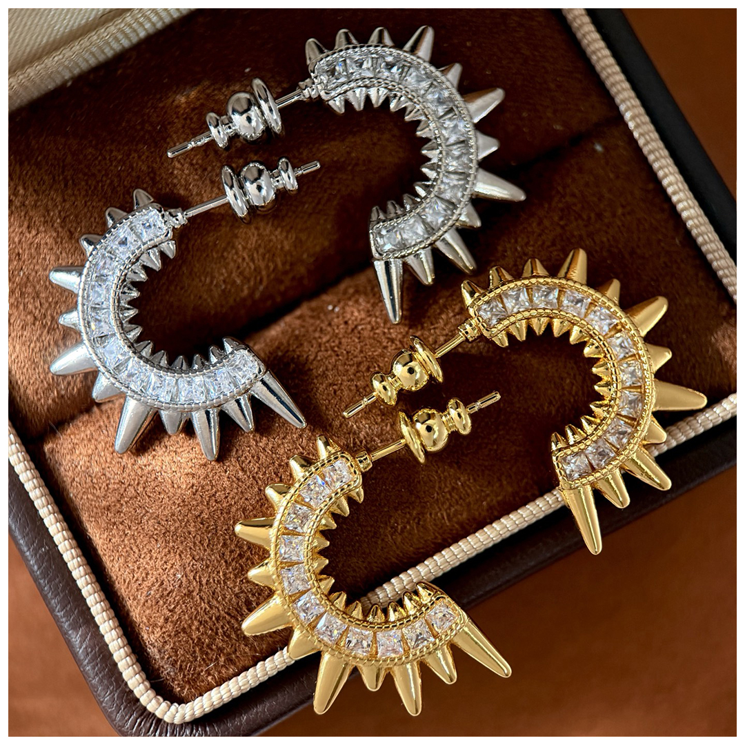 Designer Earrings Designer Earrings Women Delicate Unique Square Zircon Earring Half Hoop C Shape Sunray Star Pave Earrings Luxury Jewlery Designer fo