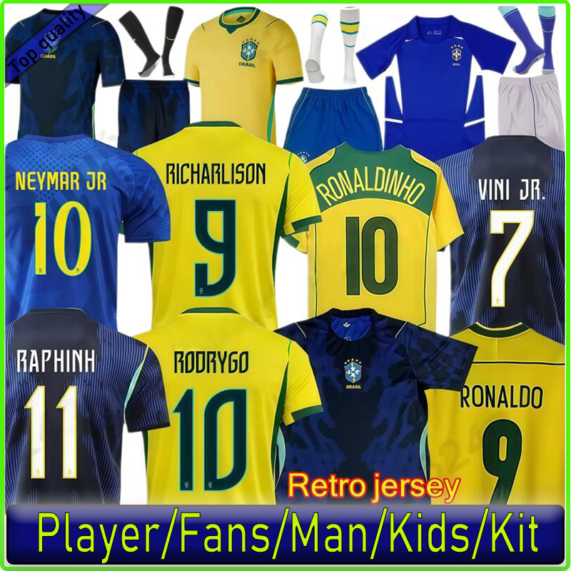 2026 Brazil jersey Brasil Soccer Jerseys World Cup 2026 Retro Football tops Shirt VINI CUNHA PELE Vintage NEYMAR Ronaldinho camisa de futebol Adult Kids kit
