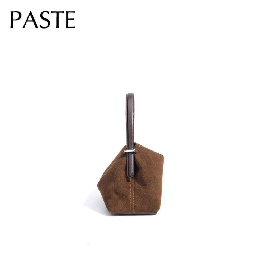 Autumn Winter Bowling Tote All Match Matte Suede Cowhide Leather Women Shoulder Bag Coffee Purple Noble Handbag SENYY