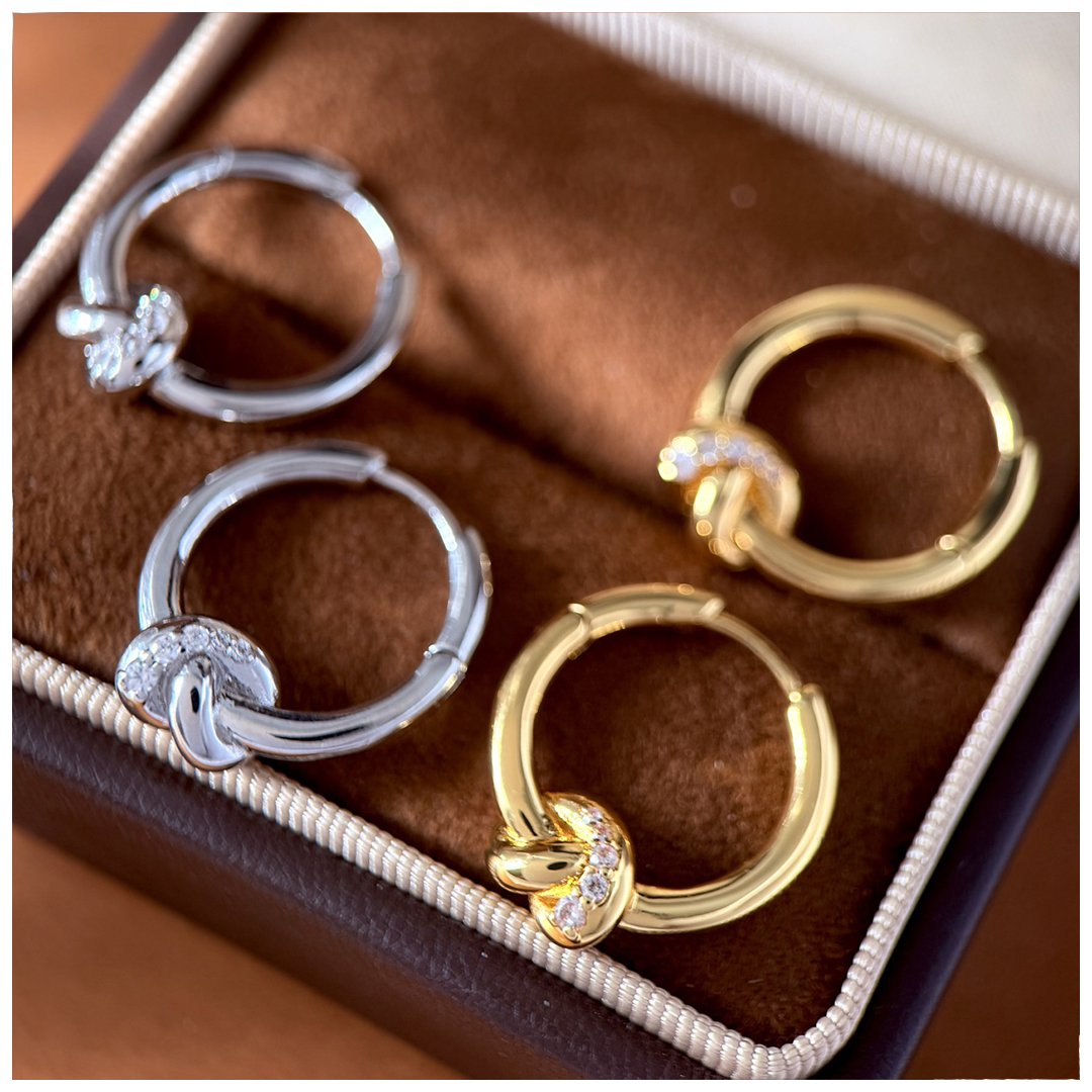 Designer Earrings Designer Earrings Women Knot Pave Earring Hoop Circle Earrings Luxury Jewlery Designer for Women Elegant Sparkling Timeless Premium 