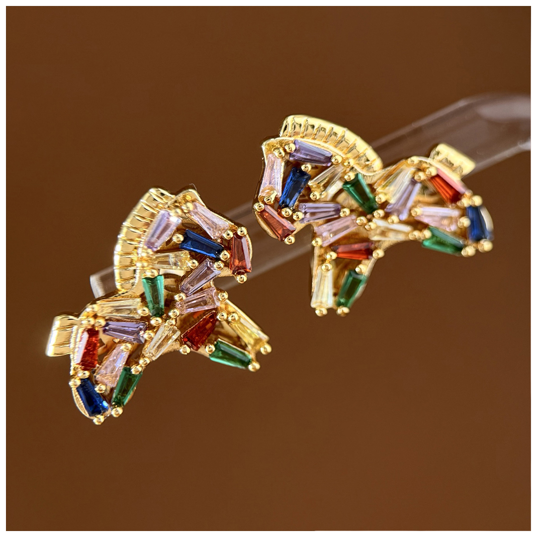 Designer Earrings Designer Earrings Women Colorful Zircon Pony Earrings Irregular Trapezoid Zircon Studs Luxury Jewlery Designer for Women Elegant Gif
