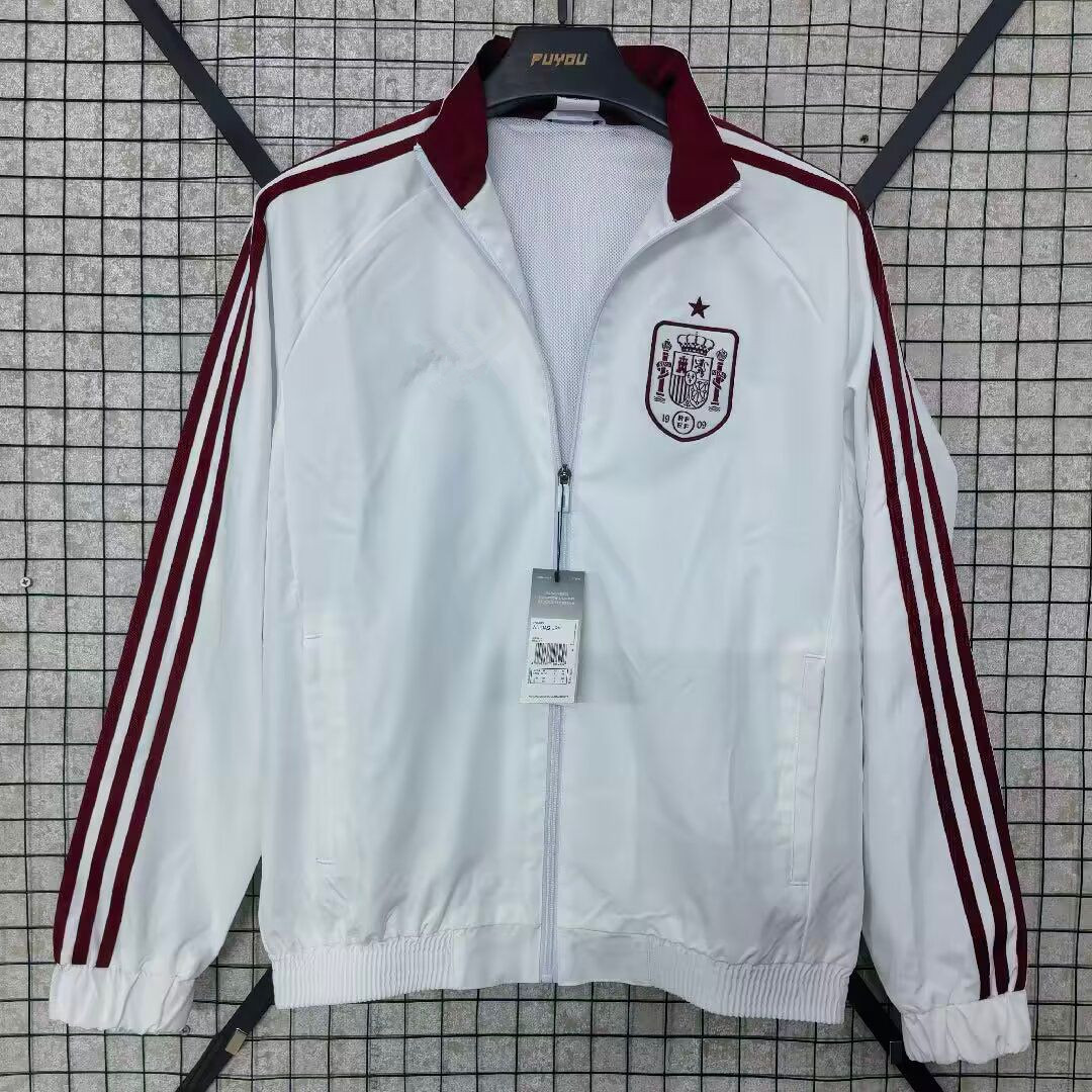 2026 2027 spain jacket windbreaker half zipper adult tracksuit jacket soccer jersey 26 27 tracksuit training Half pull long sleeve zipper sets kit