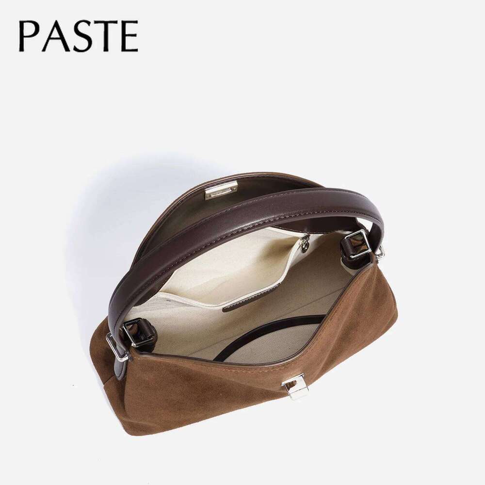 Autumn Winter Bowling Tote All Match Matte Suede Cowhide Leather Women Shoulder Bag Coffee Purple Noble Handbag SENYY