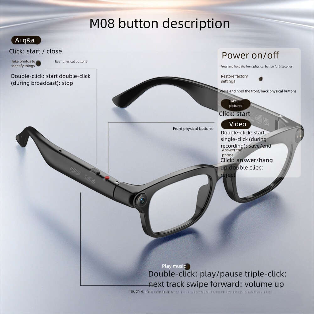 Famous Brand New Smart Glasses With AI Assistant Recognition Translation Photo And Video Recording Suitable For Various Head Sizes CKS