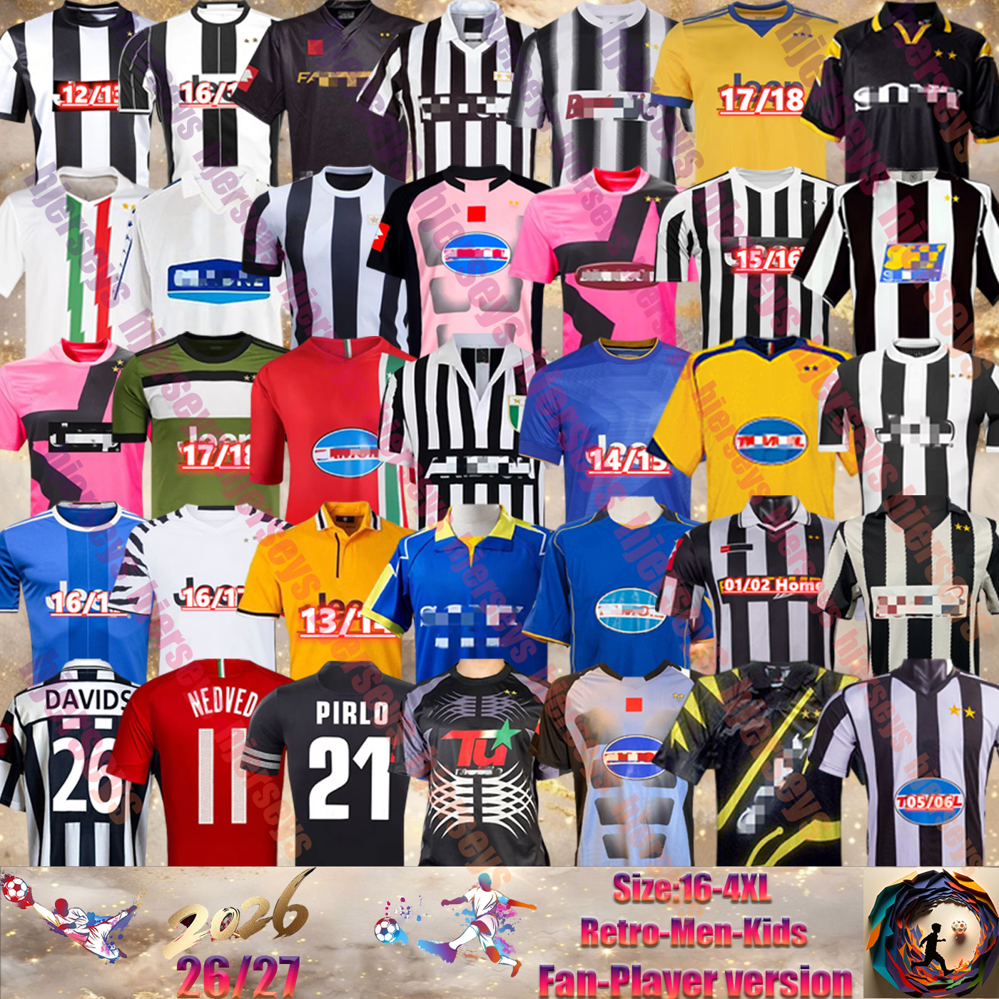 1984 85 90 92 94 95 96 97 98 DEL PIERO soccer jerseys ZIDANE Buffon PIRLO INZAGHI 01 02 03 04 05 06 10 11 12 13 14 15 16 17 18 ZIDANE Ancient maillot DAVIDS Conte classic Vintage