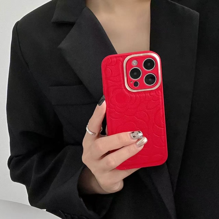 Elegant Floral Embossed PU Leather Phone Case for iPhone 17, Soft Luxury Anti-Scratch Shockproof Protective Cover