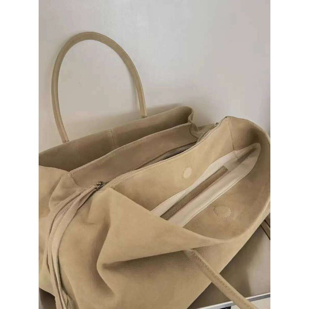 Luxury Multi Layer Commuting Large Capacity Cow Women S Tote High Quality Apricot Suede Leather Handbag Winter SENYY